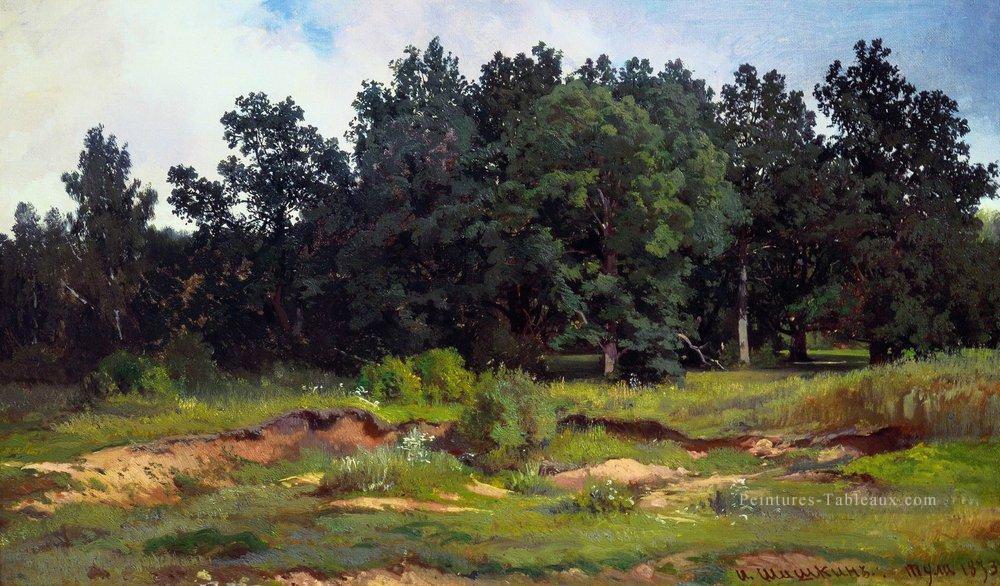 chêne dans un jour gris 1873 paysage classique Ivan Ivanovitch Peintures à l'huile